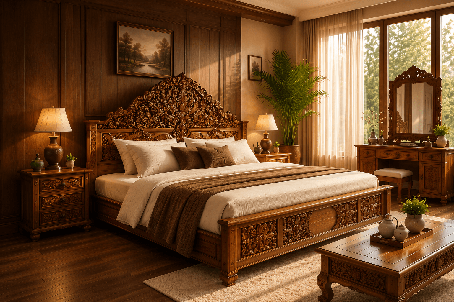 Luxury handcrafted wooden bedroom furniture